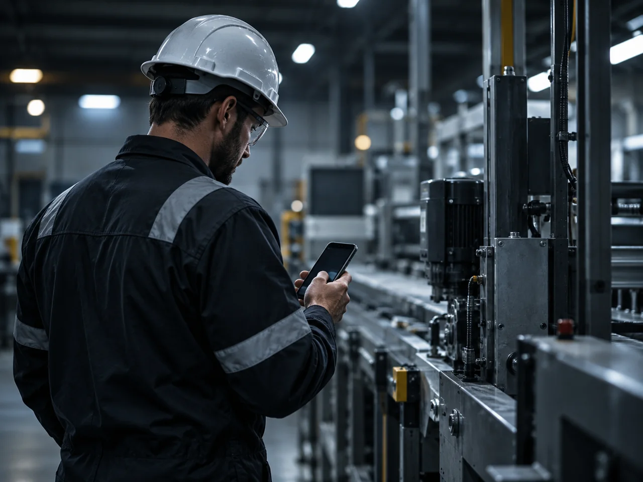 Maintenance technician working at industrial equipment